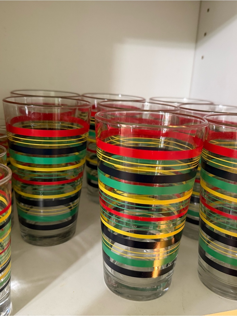 Fiestaware Multi-Color Striped Drinking Glasses - Red, Green, Yellow, Black